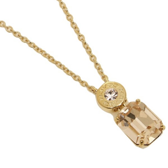COACH F73037 GDCY EMERALD CUT CRYSTAL CLEAR/GOLD - Picture 1 of 3